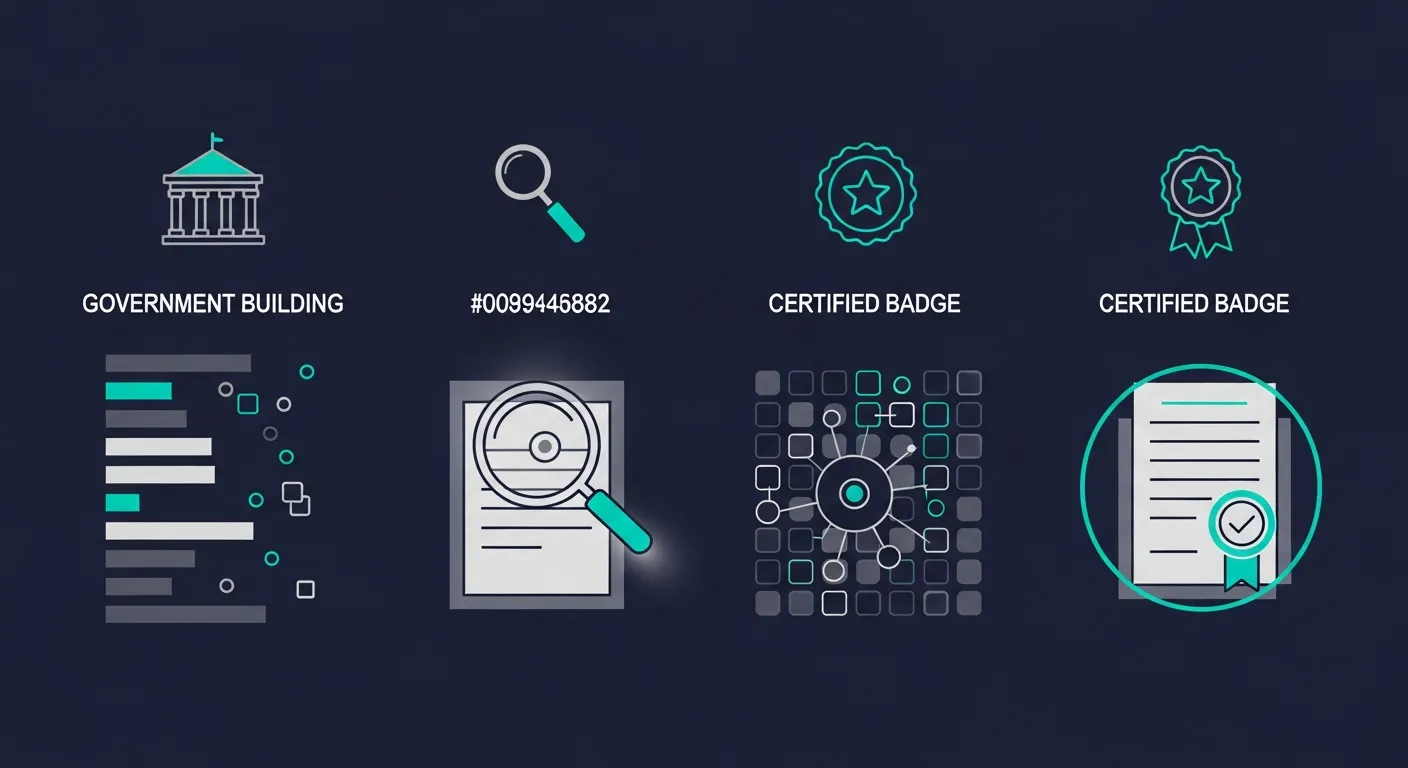 Infographie abstraite comparant quatre façons d'obtenir un état des risques en ligne, sur fond navy avec accents teal